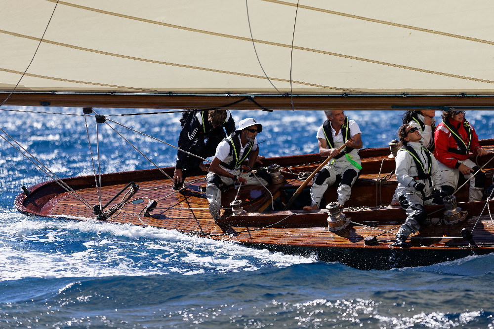 Yacht crew working together on deck